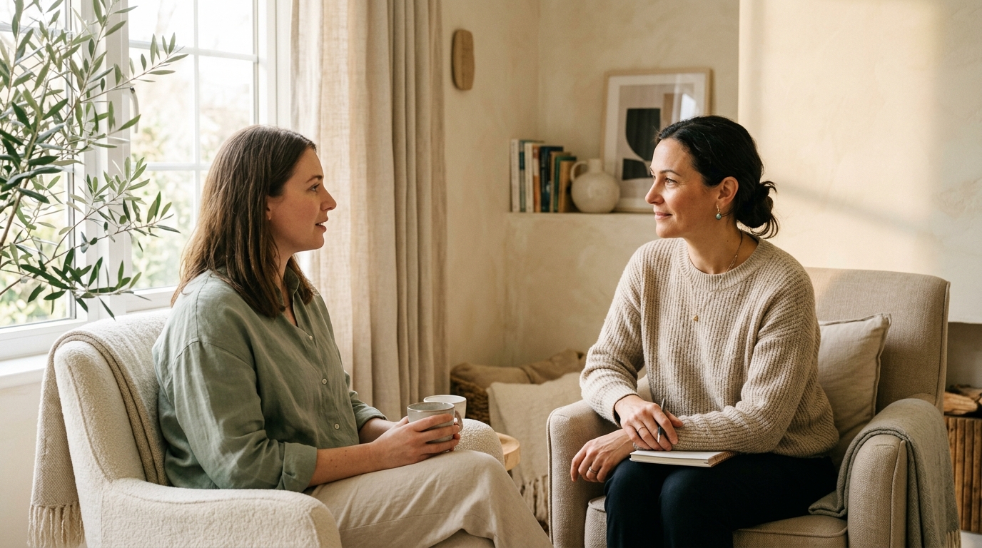 Human, empathetic therapy consultation